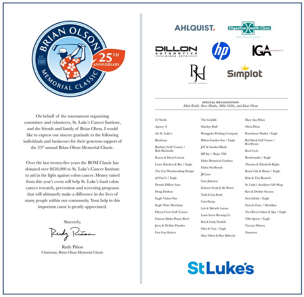 Colon Cancer Classic sponsors and community supporters